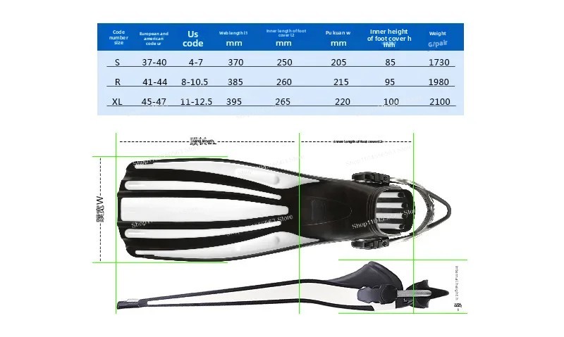 調節可能なスプリングストラップ付きスイムトレーニングフィン、 - Fin Diving Blade のレビューと価格