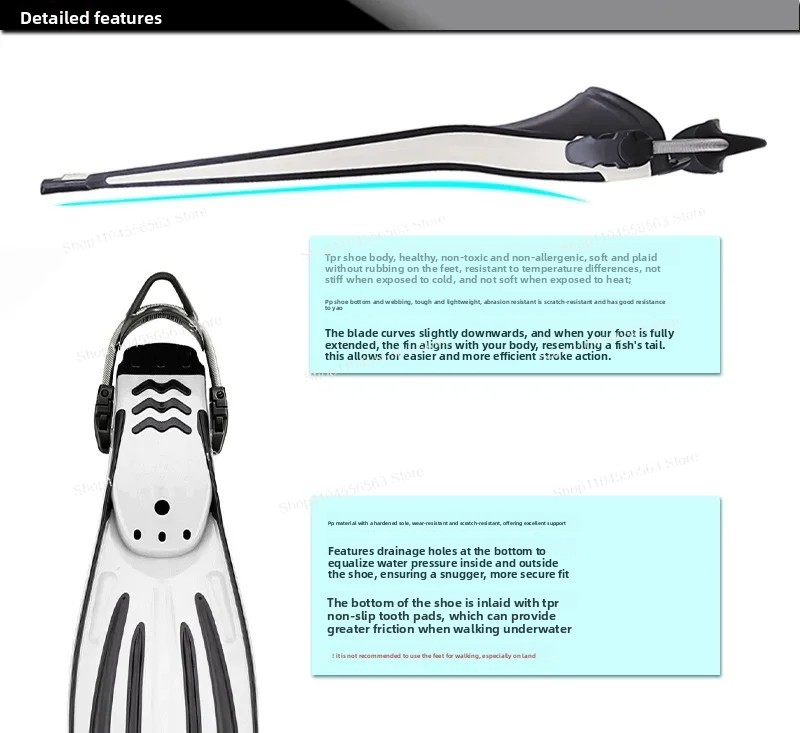 調節可能なスプリングストラップ付きスイムトレーニングフィン、 - Fin Diving Blade のレビューと価格