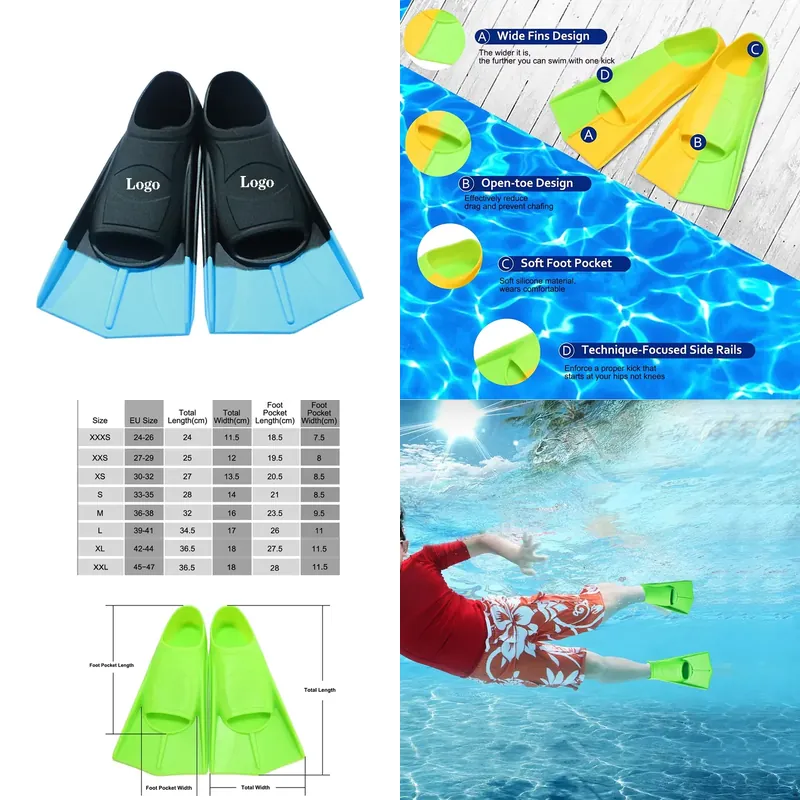 プロ仕様ショートブレードシリコンダイビングフィン、ダイビング - Fin Diving Blade のレビューと価格